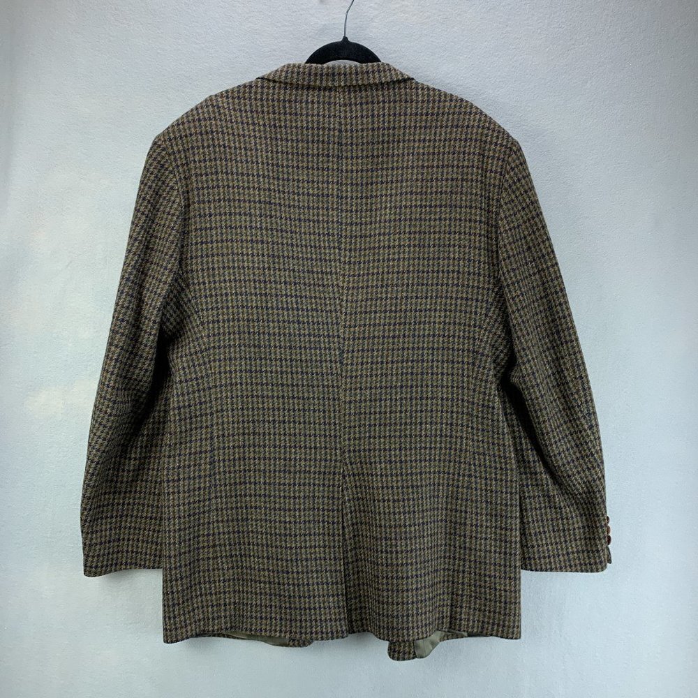 **SOLD**Woolrich Wool Blazer Mens 42L 42 Long Brown Green Black Leather Knot - Picture 6 of 16
